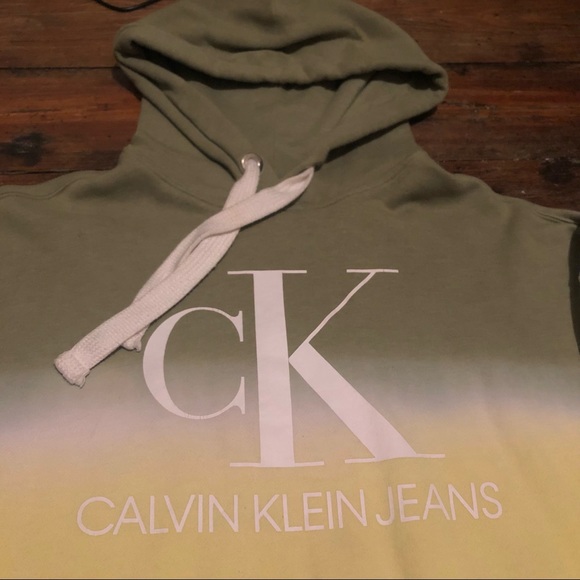 Calvin Klein Green Tie Dye Crop Hoodie Size Small - Picture 2 of 6
